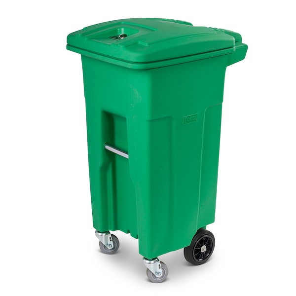 32 Gal. Lime Green Organics Trash Can with Wheels and Lid